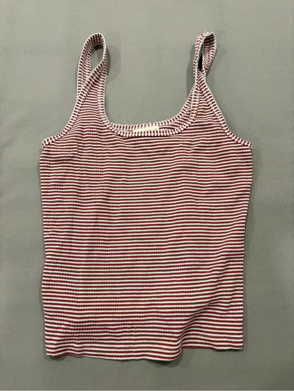 Universal Thread Red and White Striped Ribbed Tank Top